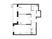 Планировка 2-комнатной квартиры, 54,3 м2