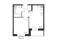 Планировка 1-комнатной квартиры, 36,45 м2