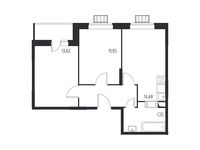 Планировка 2-комнатной квартиры, 53,48 м2