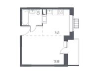 Планировка квартиры студии, 28,68 м2