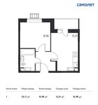Планировка 1-комнатной квартиры, 33,11 м2