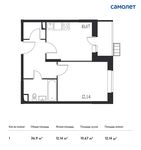 Планировка 1-комнатной квартиры, 36,9 м2