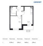 Планировка 1-комнатной квартиры, 37,09 м2