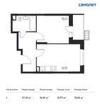 Планировка 1-комнатной квартиры, 37,12 м2