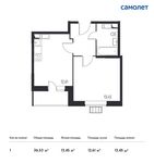 Планировка 1-комнатной квартиры, 36,53 м2