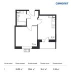 Планировка 1-комнатной квартиры, 36,52 м2