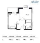 Планировка 1-комнатной квартиры, 32,29 м2