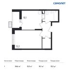 Планировка 1-комнатной квартиры, 34,6 м2