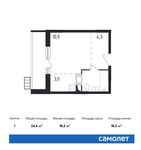 Планировка квартиры студии, 24,6 м2