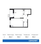 Планировка 1-комнатной квартиры, 34,6 м2