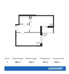 Планировка 1-комнатной квартиры, 38,6 м2