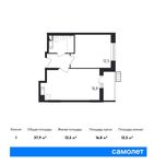 Планировка 1-комнатной квартиры, 37,9 м2