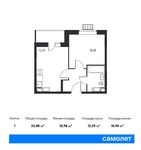 Планировка 1-комнатной квартиры, 33,08 м2