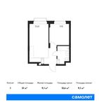 Планировка 1-комнатной квартиры, 31 м2
