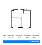 Планировка 1-комнатной квартиры, 36,7 м2
