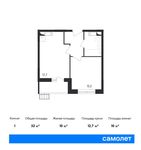 Планировка 1-комнатной квартиры, 32 м2