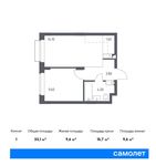 Планировка 1-комнатной квартиры, 33,1 м2