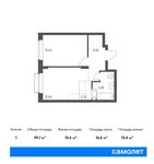 Планировка 1-комнатной квартиры, 39,1 м2