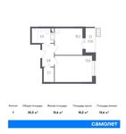 Планировка 1-комнатной квартиры, 35,2 м2