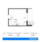 Планировка квартиры студии, 25,72 м2