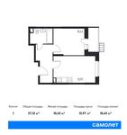 Планировка 1-комнатной квартиры, 37,12 м2