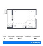 Планировка квартиры студии, 26,9 м2