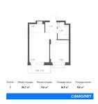 Планировка 1-комнатной квартиры, 35,7 м2