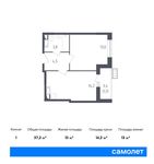 Планировка 1-комнатной квартиры, 37,2 м2