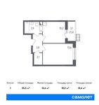 Планировка 1-комнатной квартиры, 35,5 м2