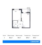 Планировка 1-комнатной квартиры, 36,1 м2