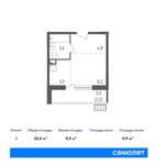 Планировка квартиры студии, 22,4 м2
