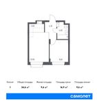 Планировка 1-комнатной квартиры, 34,6 м2