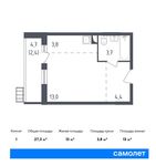 Планировка квартиры студии, 27,3 м2