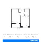Планировка 1-комнатной квартиры, 32,3 м2