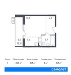 Планировка квартиры студии, 24,4 м2