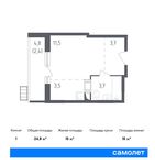 Планировка квартиры студии, 24,8 м2