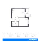 Планировка 1-комнатной квартиры, 33,1 м2