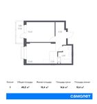 Планировка 1-комнатной квартиры, 40,2 м2