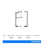 Планировка квартиры студии, 26,63 м2
