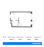 Планировка квартиры студии, 24,07 м2