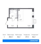 Планировка квартиры студии, 25,51 м2