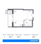 Планировка квартиры студии, 24,8 м2