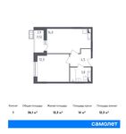 Планировка 1-комнатной квартиры, 36,1 м2