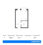 Планировка квартиры студии, 22,6 м2