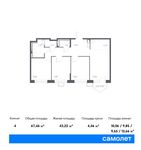 Планировка 4-комнатной квартиры, 67,46 м2