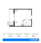 Планировка квартиры студии, 24,4 м2