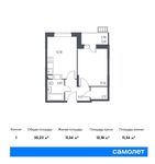 Планировка 1-комнатной квартиры, 35,23 м2