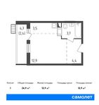 Планировка квартиры студии, 26,9 м2