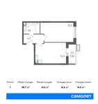 Планировка 1-комнатной квартиры, 38,7 м2