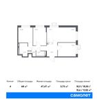 Планировка 4-комнатной квартиры, 68 м2